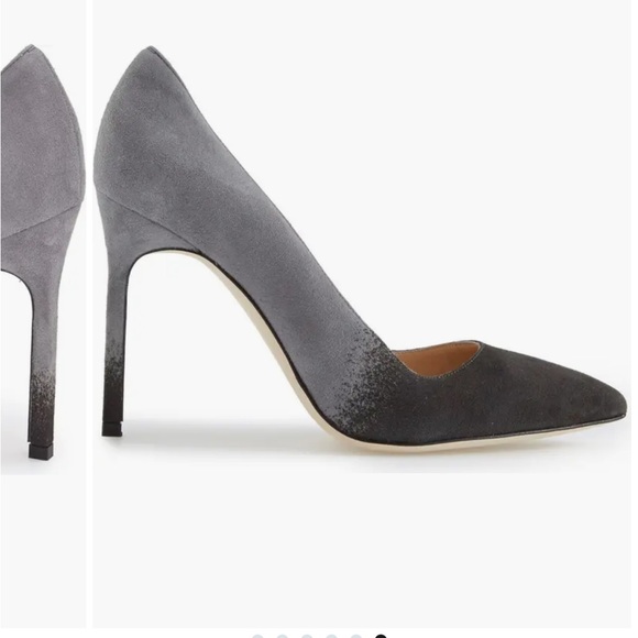 Manolo Blahnik / BB 105 grey ombre ombré suede point toe pumps  heels 37.5 - Picture 2 of 10